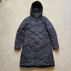 The North Face 550 Down Coat Womens Medium Black Quilted Hooded Parka Winter